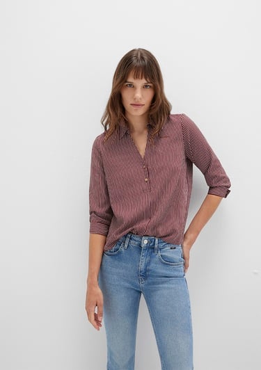  Mavi Çizgili Bordo Bluz 122400-88614