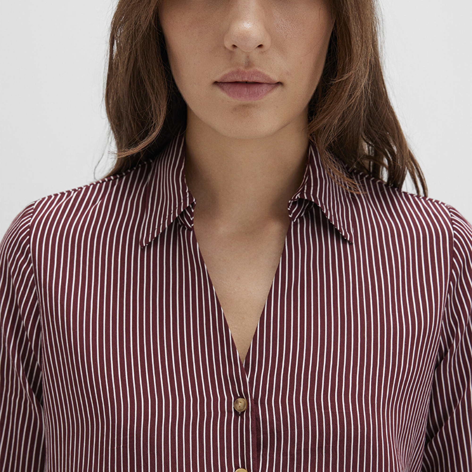 Mavi Çizgili Bordo Bluz 122400-88614