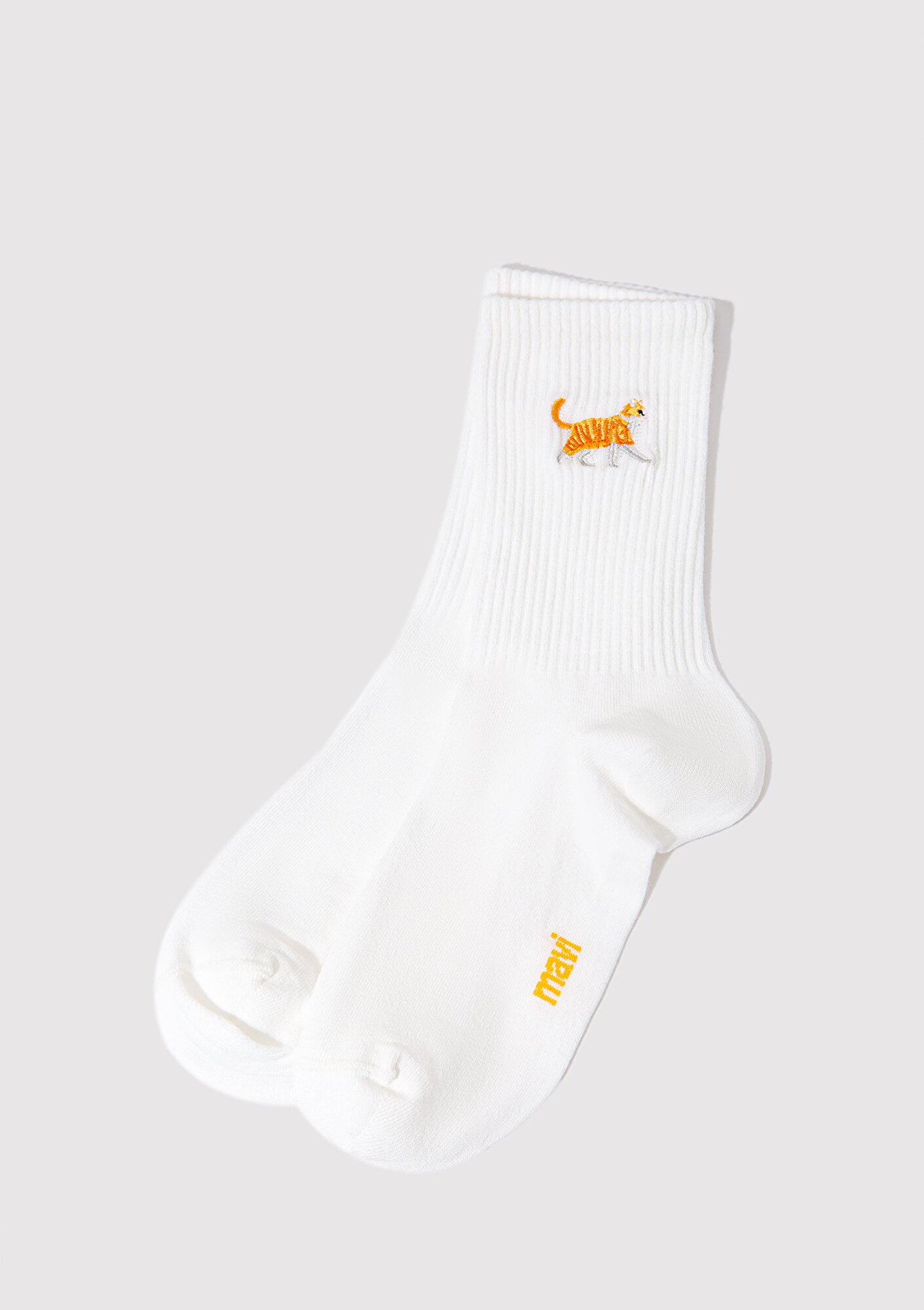  Mavi Kedi Nakışlı Beyaz Soket Çorabı 1913434-620