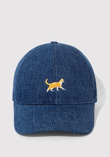  Mavi Kedi Nakışlı Denim Şapka 1913012-10241