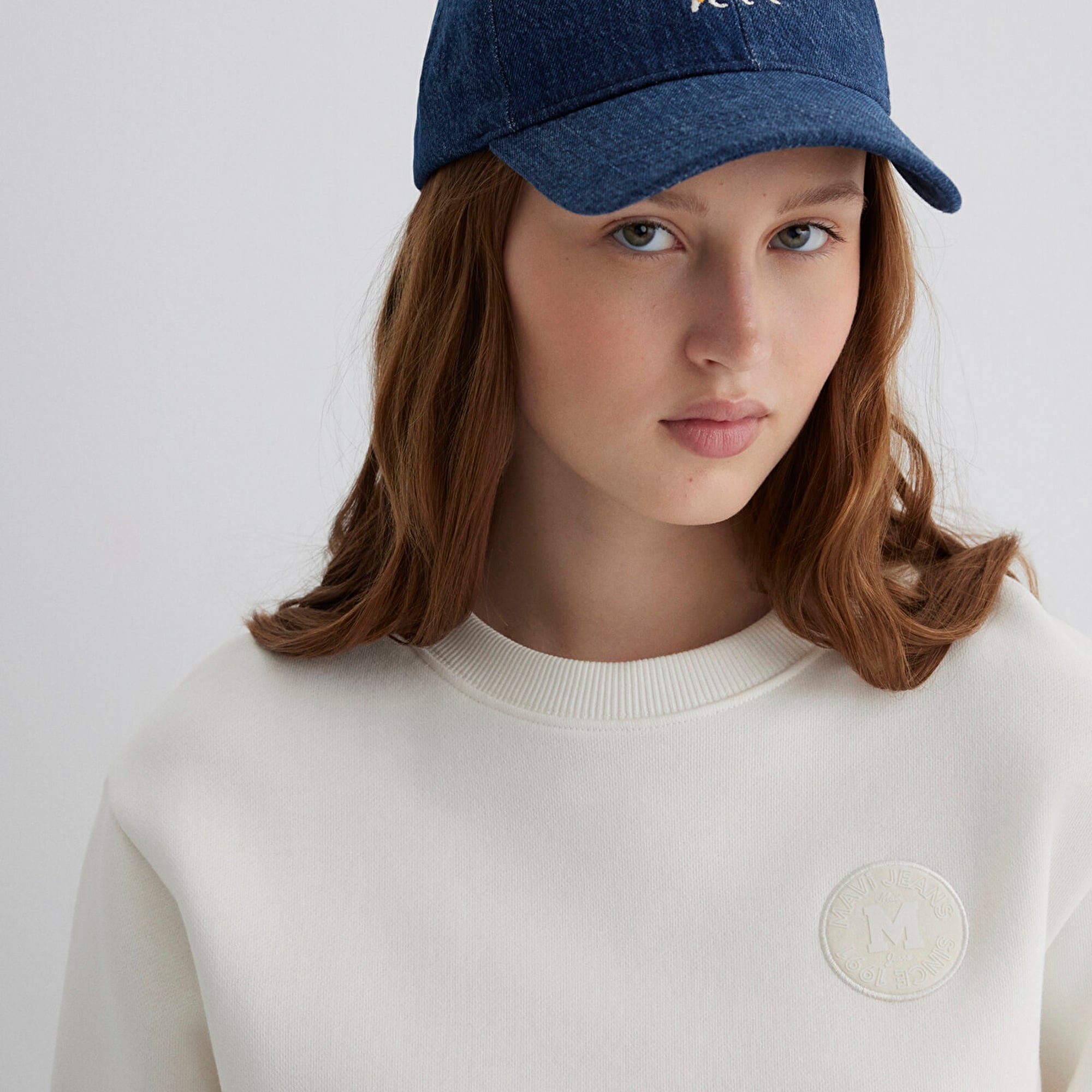 Mavi Kedi Nakışlı Denim Şapka 1913012-10241