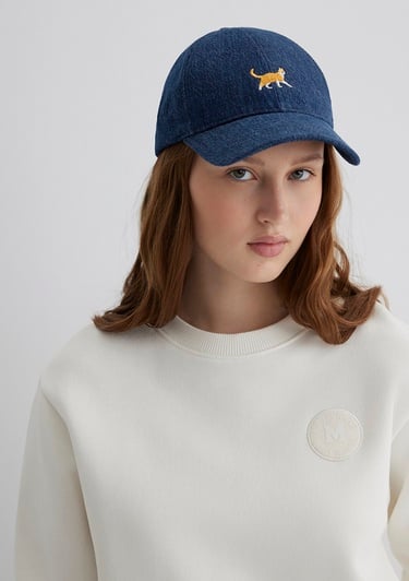  Mavi Kedi Nakışlı Denim Şapka 1913012-10241