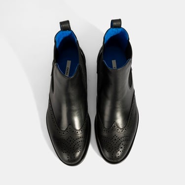  Kadın Mavi Astar Detaylı Siyah Chelsea Bot