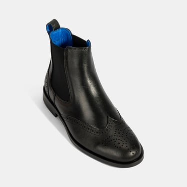  Kadın Mavi Astar Detaylı Siyah Chelsea Bot