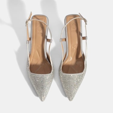  Kadın Gümüş Ayarlanabilir Metal Tokalı Taşlı Abiye Ayakkabı