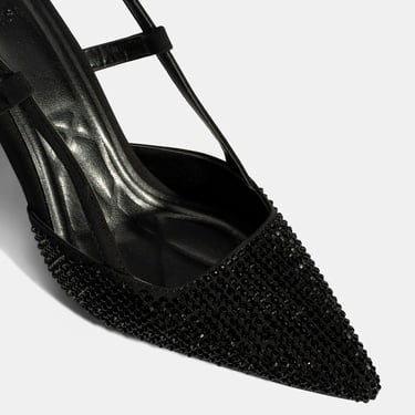  Kadın Siyah Ayarlanabilir Metal Tokalı Taşlı Abiye Ayakkabı