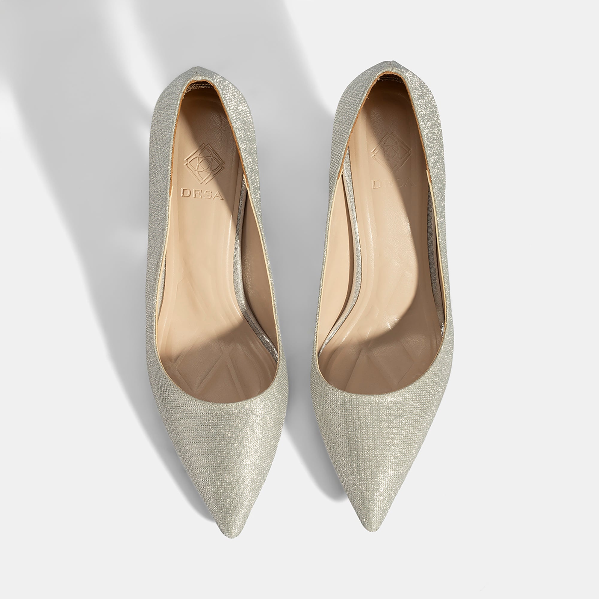 Kadın Gümüş Simli Topuklu Abiye Ayakkabı