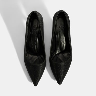  Kadın Siyah Simli Topuklu Abiye Ayakkabı