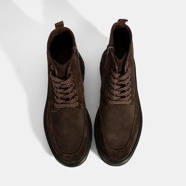  Erkek Kahve Bağcıklı Süet Bot