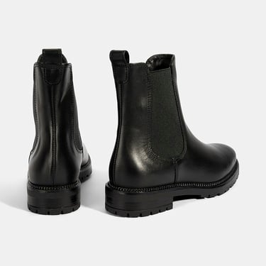  Kadın Siyah Kalın Topuklu Deri Bot