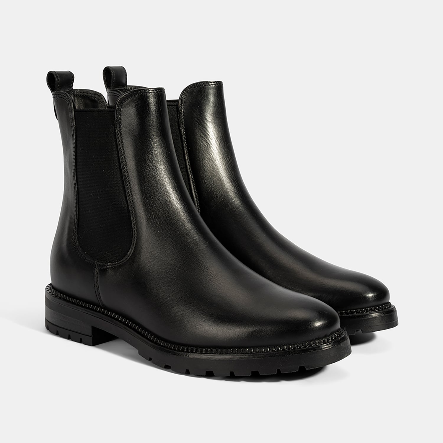  Kadın Siyah Kalın Topuklu Deri Bot