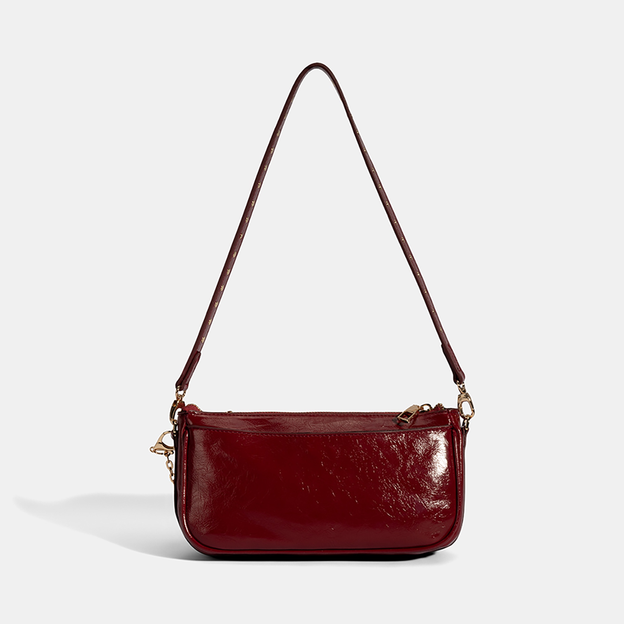 Kadın Bordo Yıldız / Kalp Charm Aksesuarlı Omuz Çantası