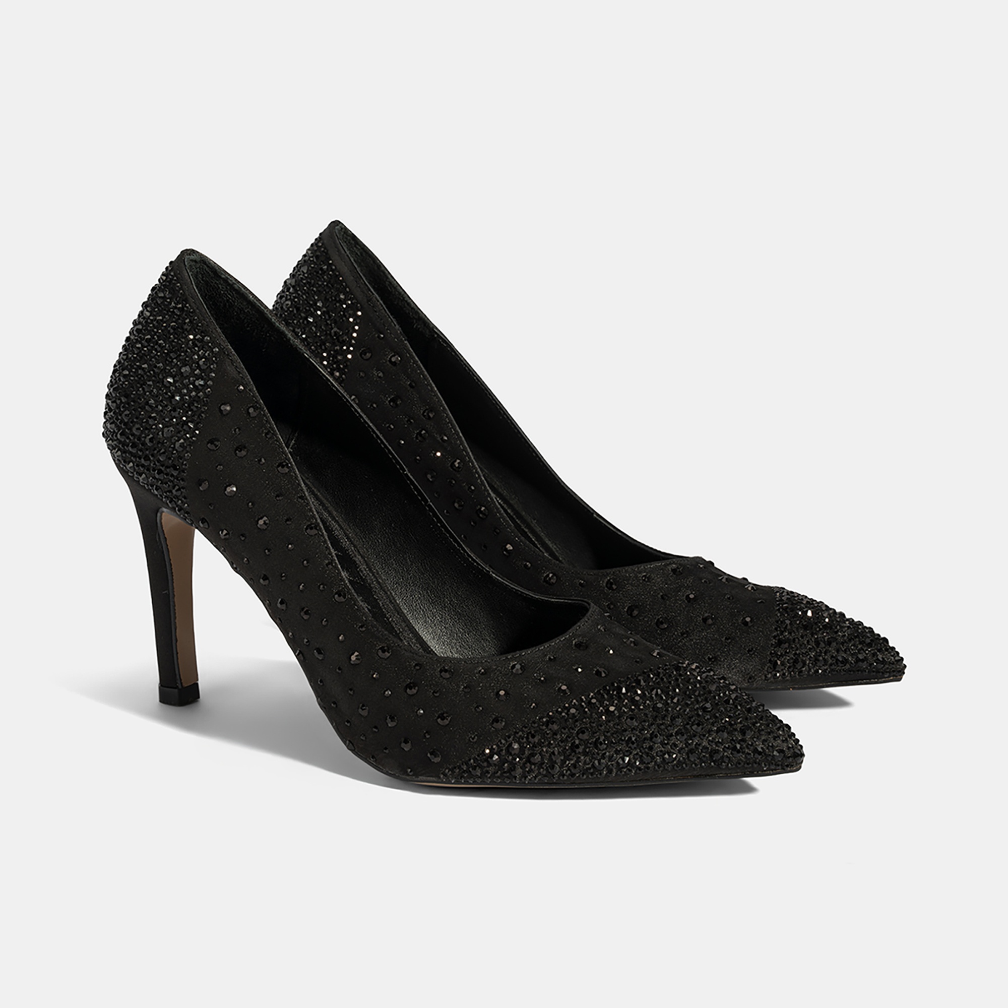 Kadın Siyah Taşlı Sivri Burunlu Topuklu Abiye Ayakkabı