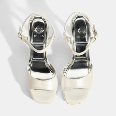  Kadın Beyaz Ayarlanabilir Tokalı Topuklu Gelin Ayakkabısı