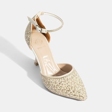  Kadın Beyaz Ayarlanabilir Tokalı Taşlı Gelin Ayakkabısı