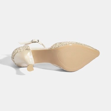  Kadın Beyaz Ayarlanabilir Tokalı Taşlı Gelin Ayakkabısı