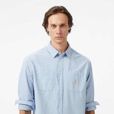  Guess Re Pockets Sh Organic Cotton Poplin 176 Erkek Mavi Gömlek