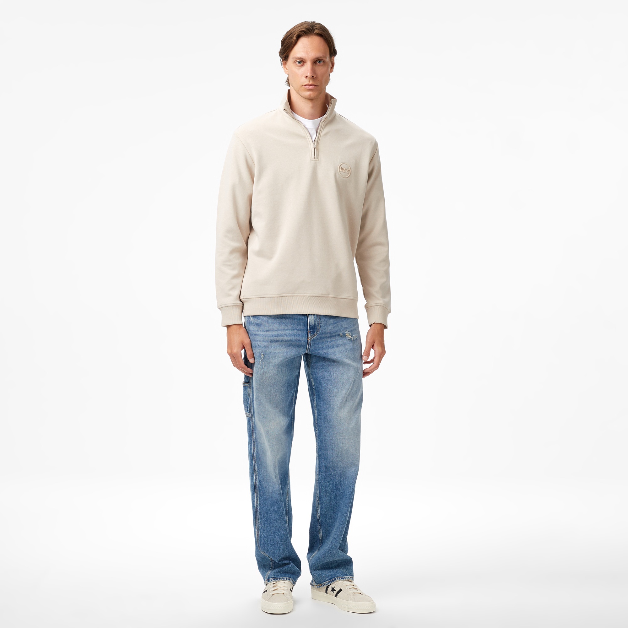 UNITED4 Classic Erkek Bej Sweatshirt