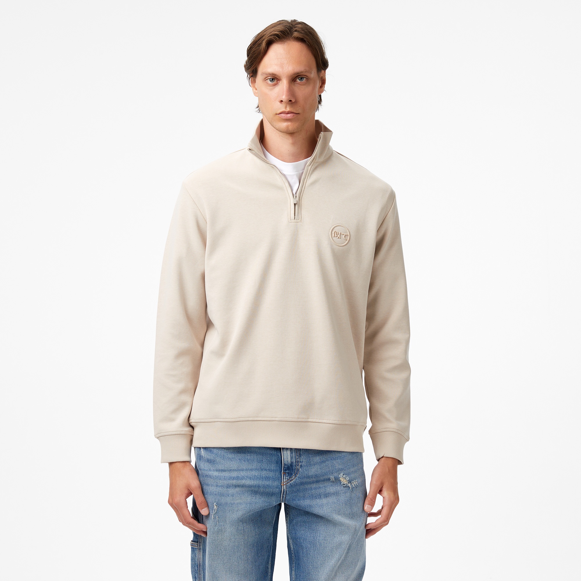 UNITED4 Classic Erkek Bej Sweatshirt