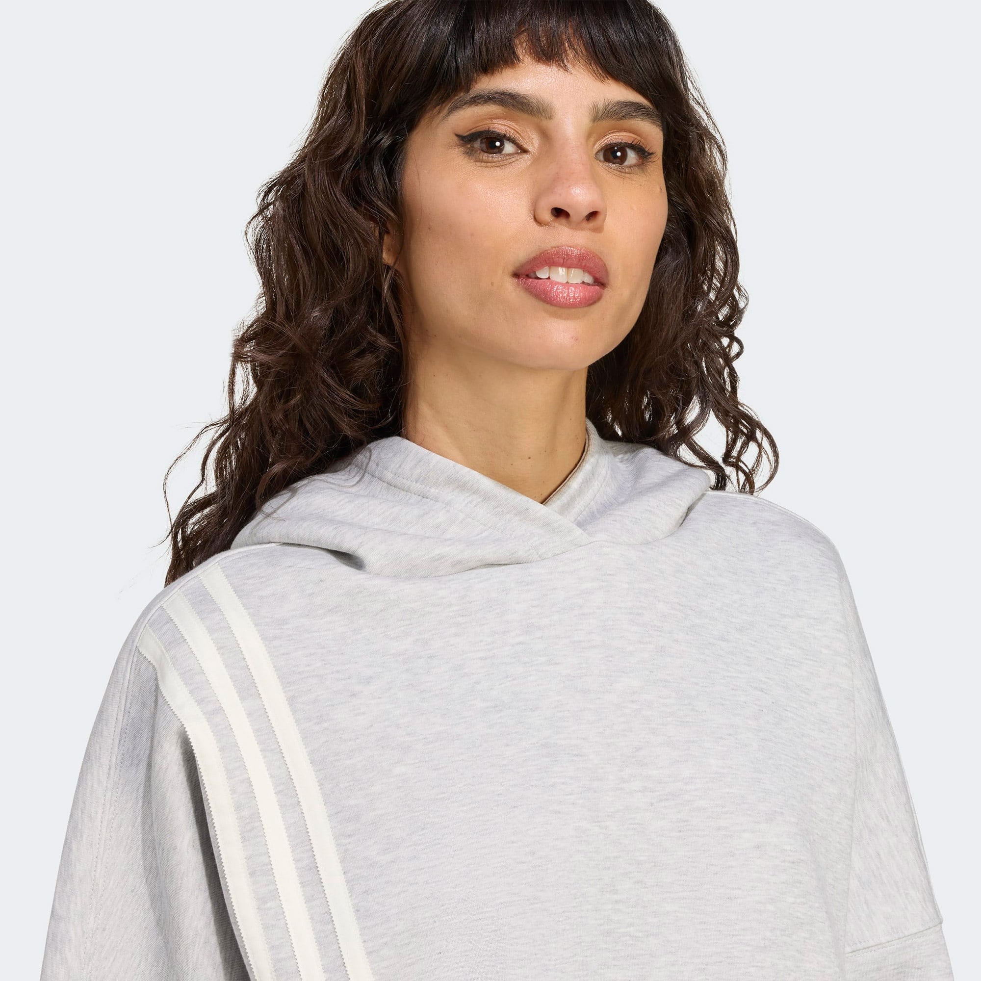 adidas 3 Stripes Hoody Kadın Gri Sweatshirt