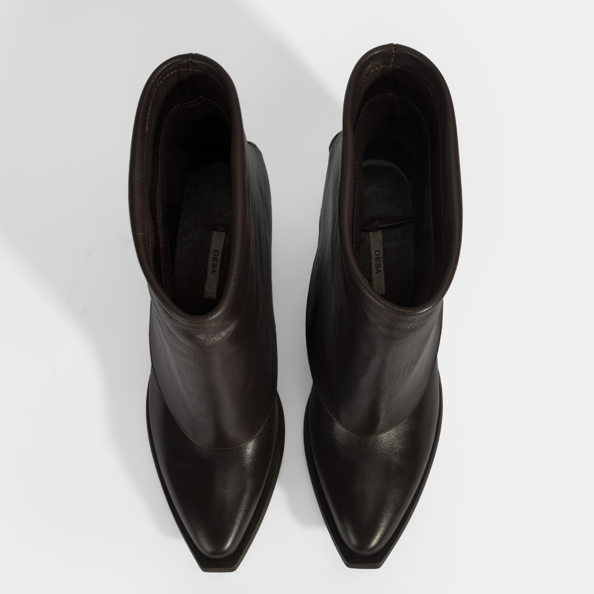 Kadın Kahve Katlama Detaylı Topuklu Deri Bot