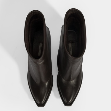  Kadın Kahve Katlama Detaylı Topuklu Deri Bot