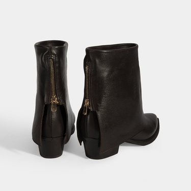  Kadın Kahve Katlama Detaylı Topuklu Deri Bot