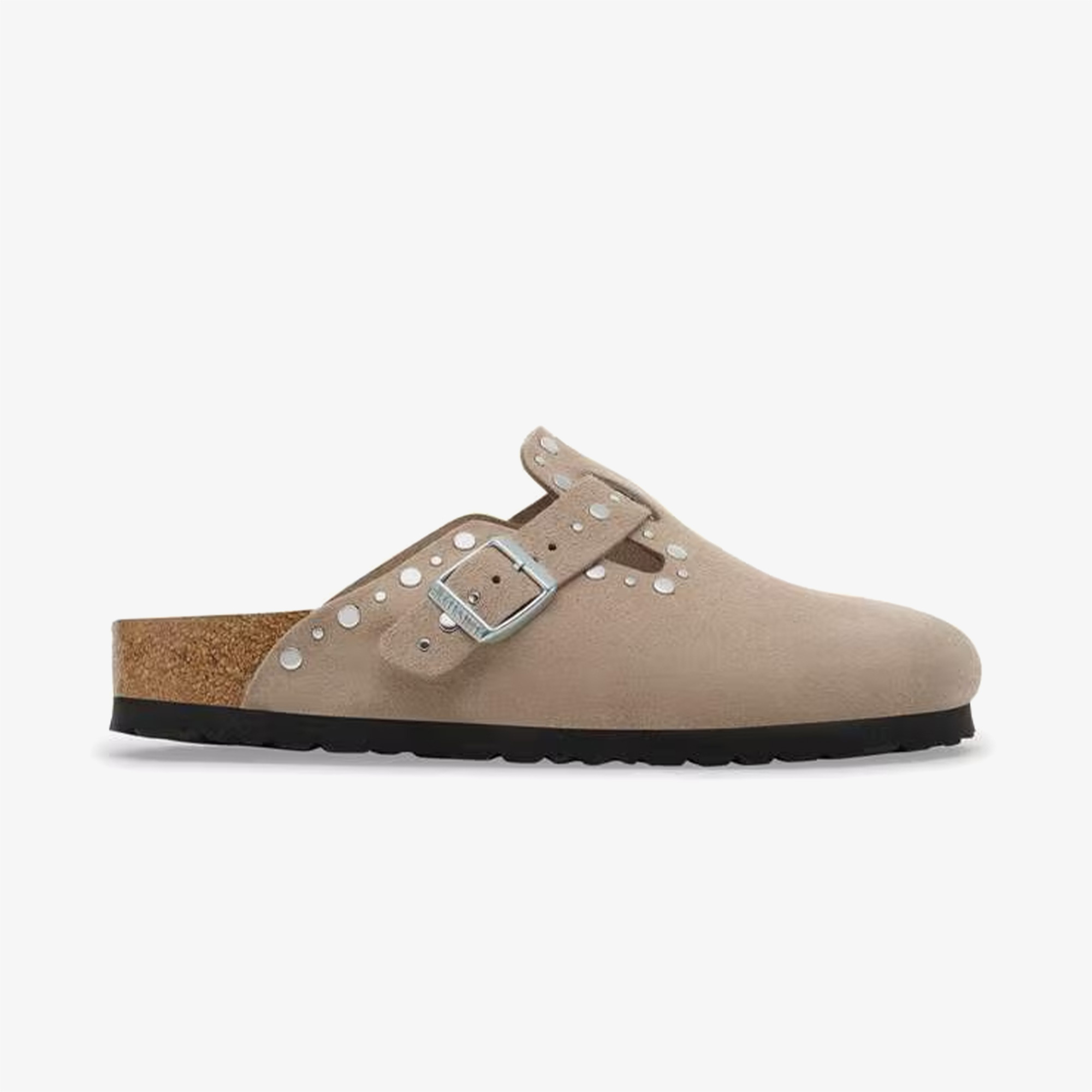  Birkenstock Boston Rivets Suede Kadın Gri Terlik