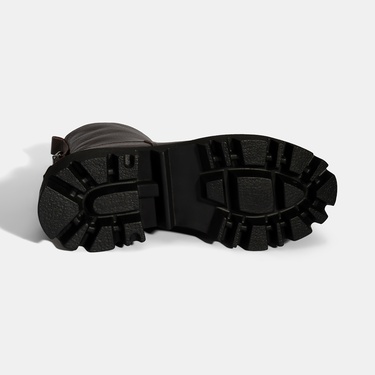  Kadın Kahve Kalın Tabanlı Deri Bot