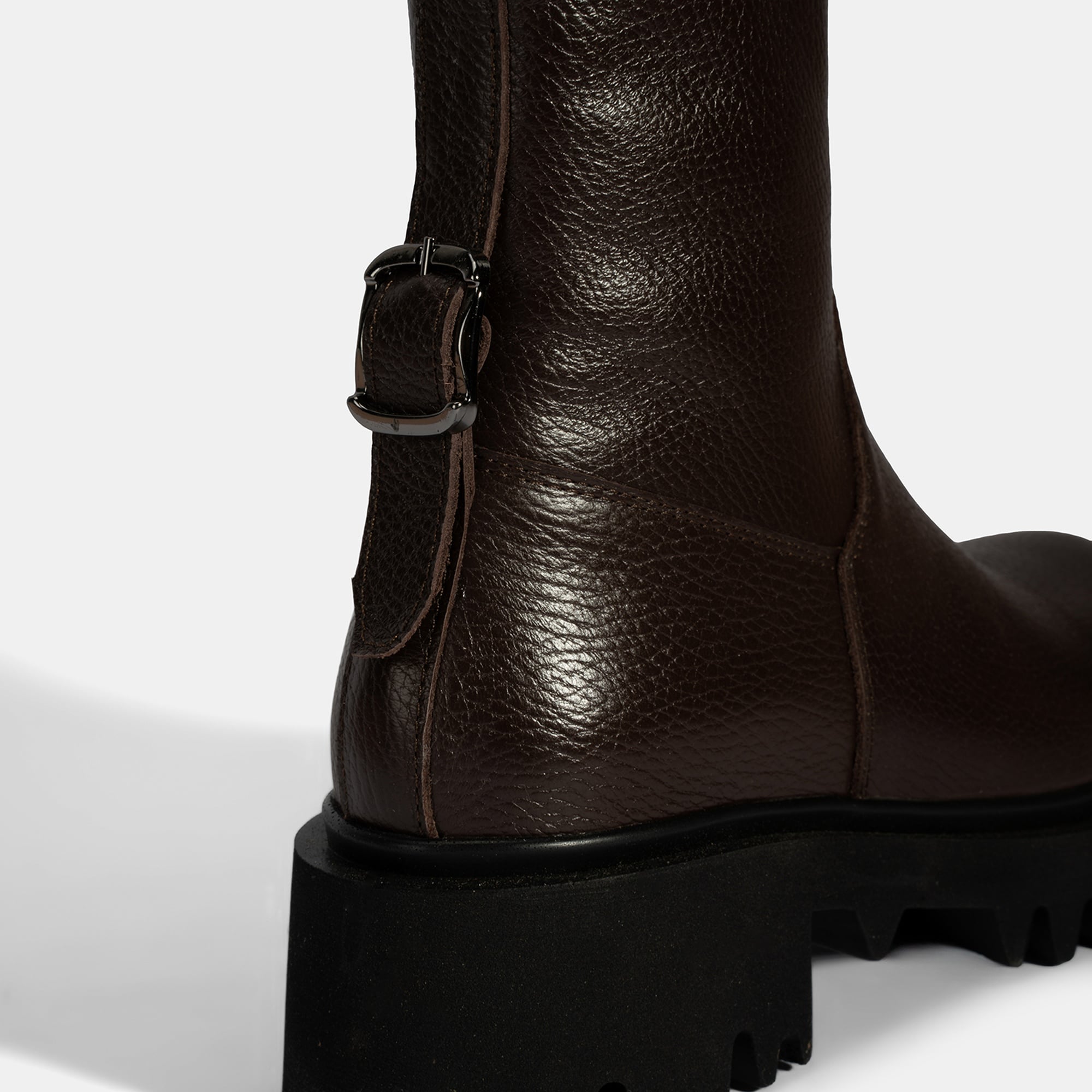 Kadın Kahve Kalın Tabanlı Deri Bot