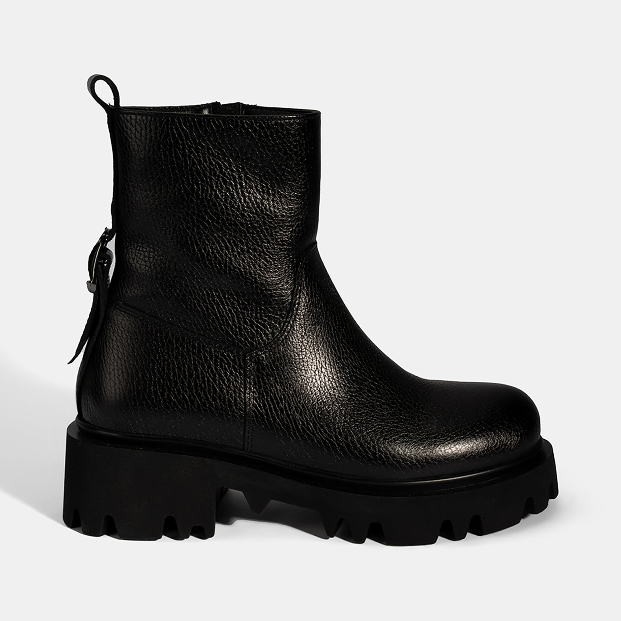 Kadın Siyah Kalın Tabanlı Deri Bot