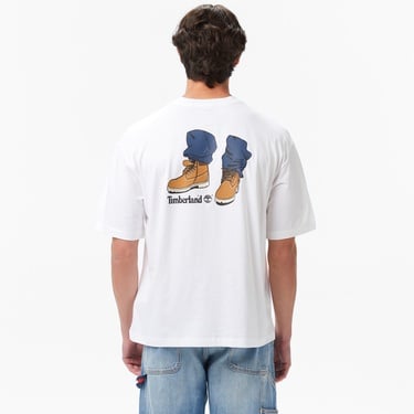  Timberland 'My Boots'' Short Sleeve Erkek Beyaz T-Shirt