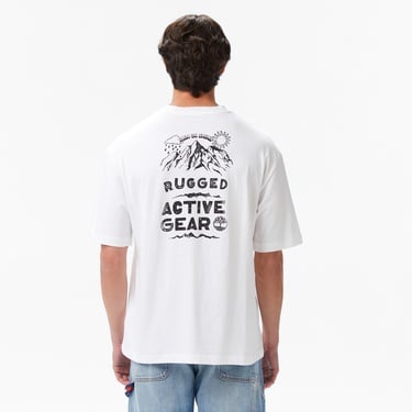  Timberland Rugged Mountaın" Back Graphıc Erkek Beyaz T-Shirt