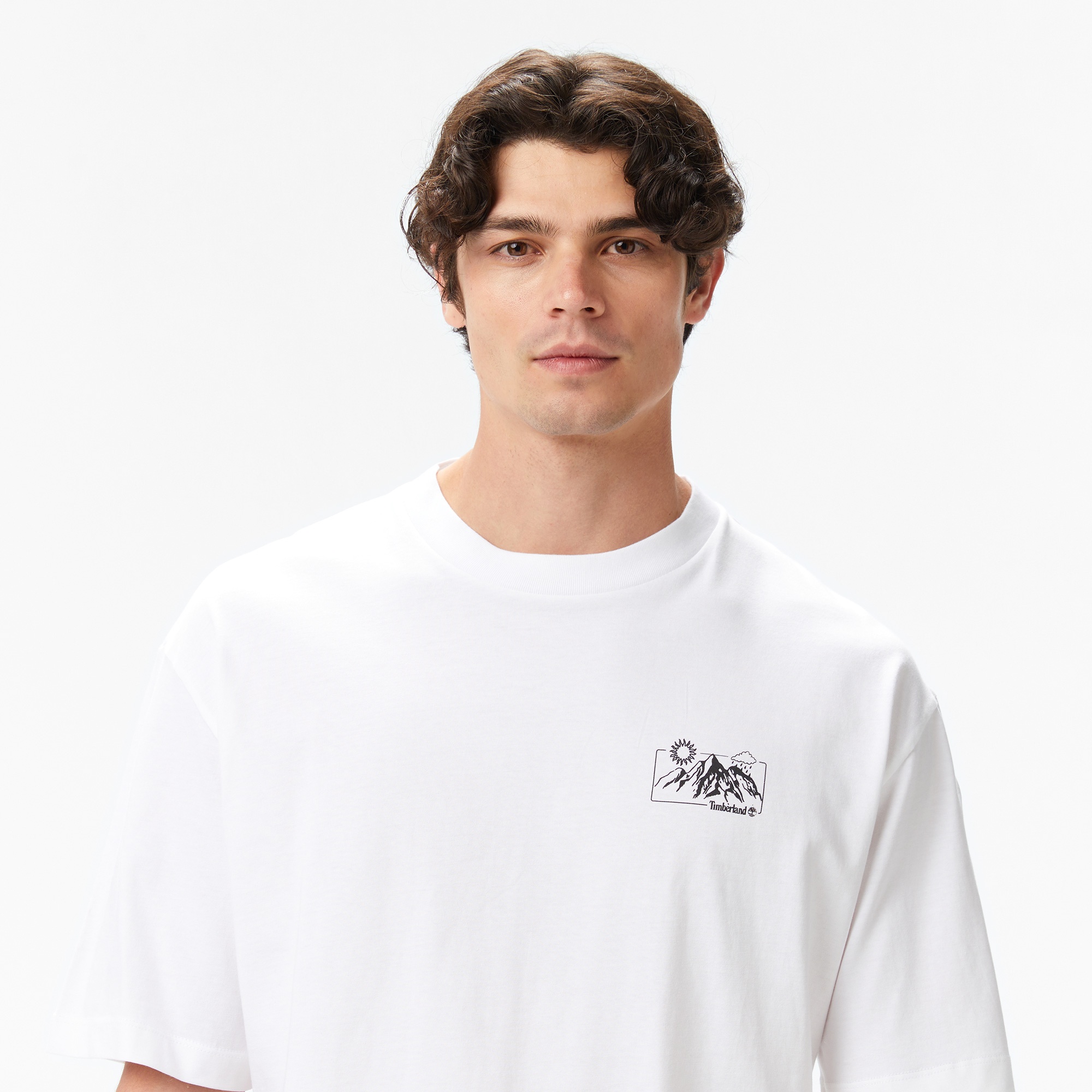 Timberland Rugged Mountaın" Back Graphıc Erkek Beyaz T-Shirt