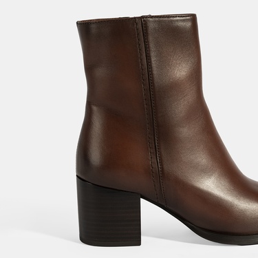  Kadın Taba Kalın Topuklu Deri Bot