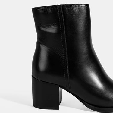  Kadın Siyah Kalın Topuklu Deri Bot
