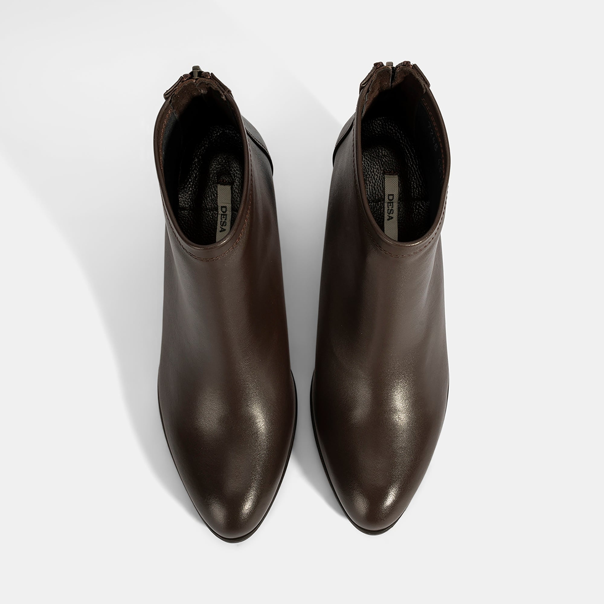 Kadın Kahve Kalın Topuklu Deri Bot