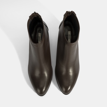  Kadın Kahve Kalın Topuklu Deri Bot