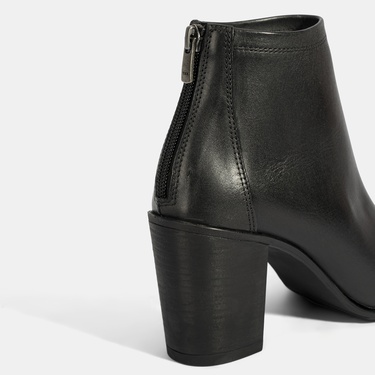  Kadın Siyah Kalın Topuklu Deri Bot