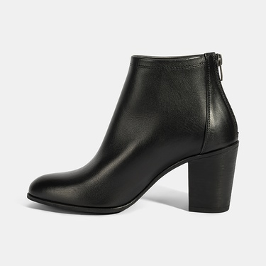  Kadın Siyah Kalın Topuklu Deri Bot