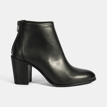  Kadın Siyah Kalın Topuklu Deri Bot