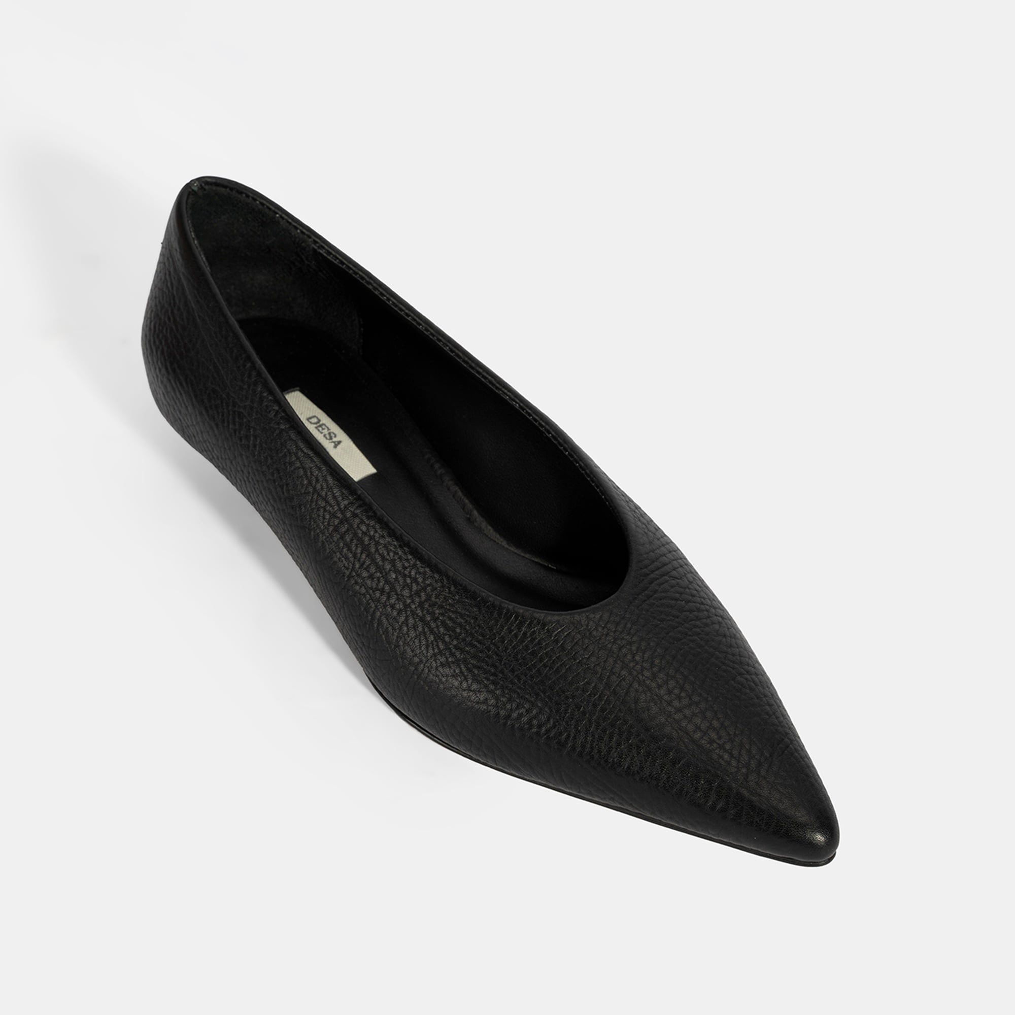 Kadın Siyah İnce Kısa Topuklu Deri Ayakkabı