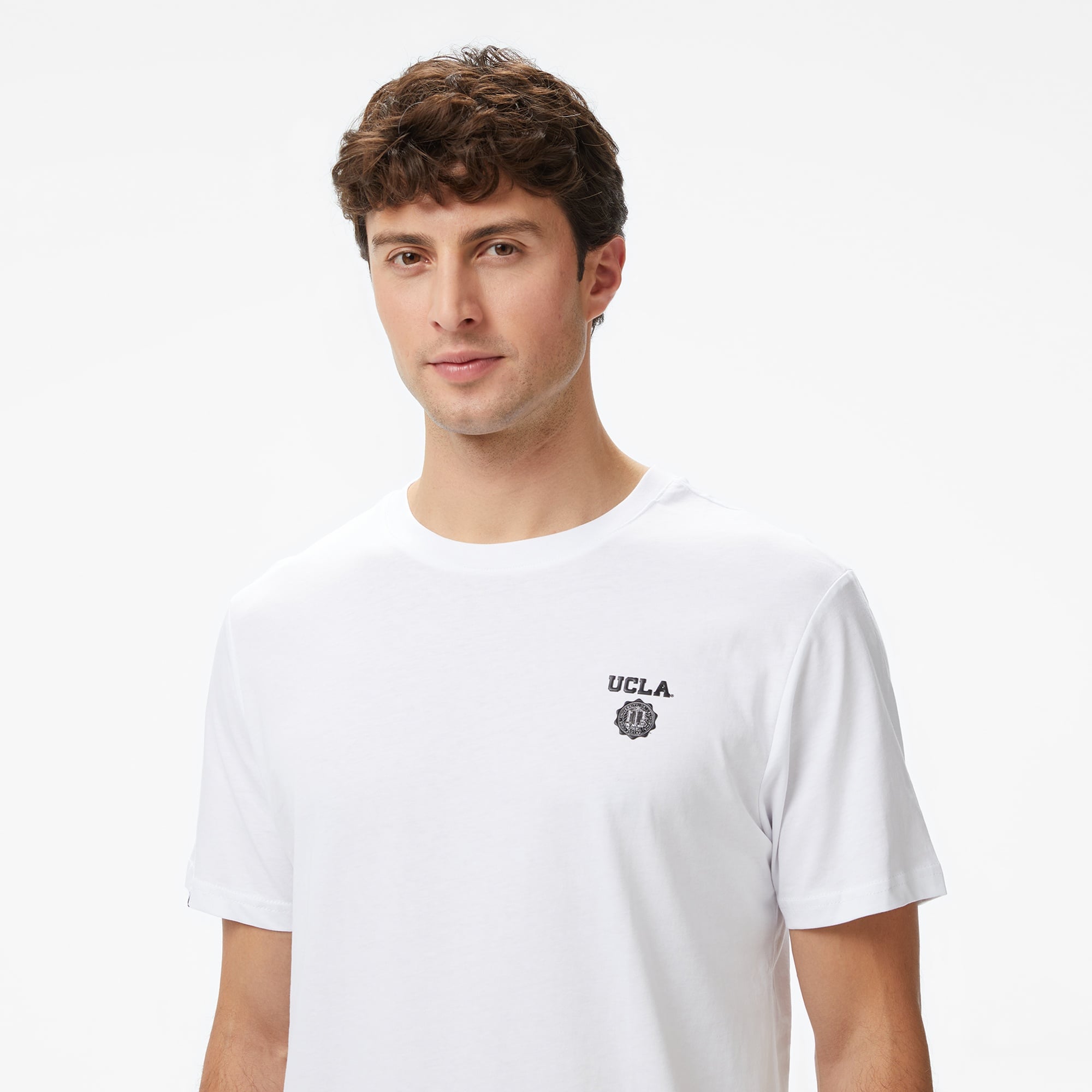 Ucla Bass Erkek Beyaz Bisiklet Yaka T-shirt