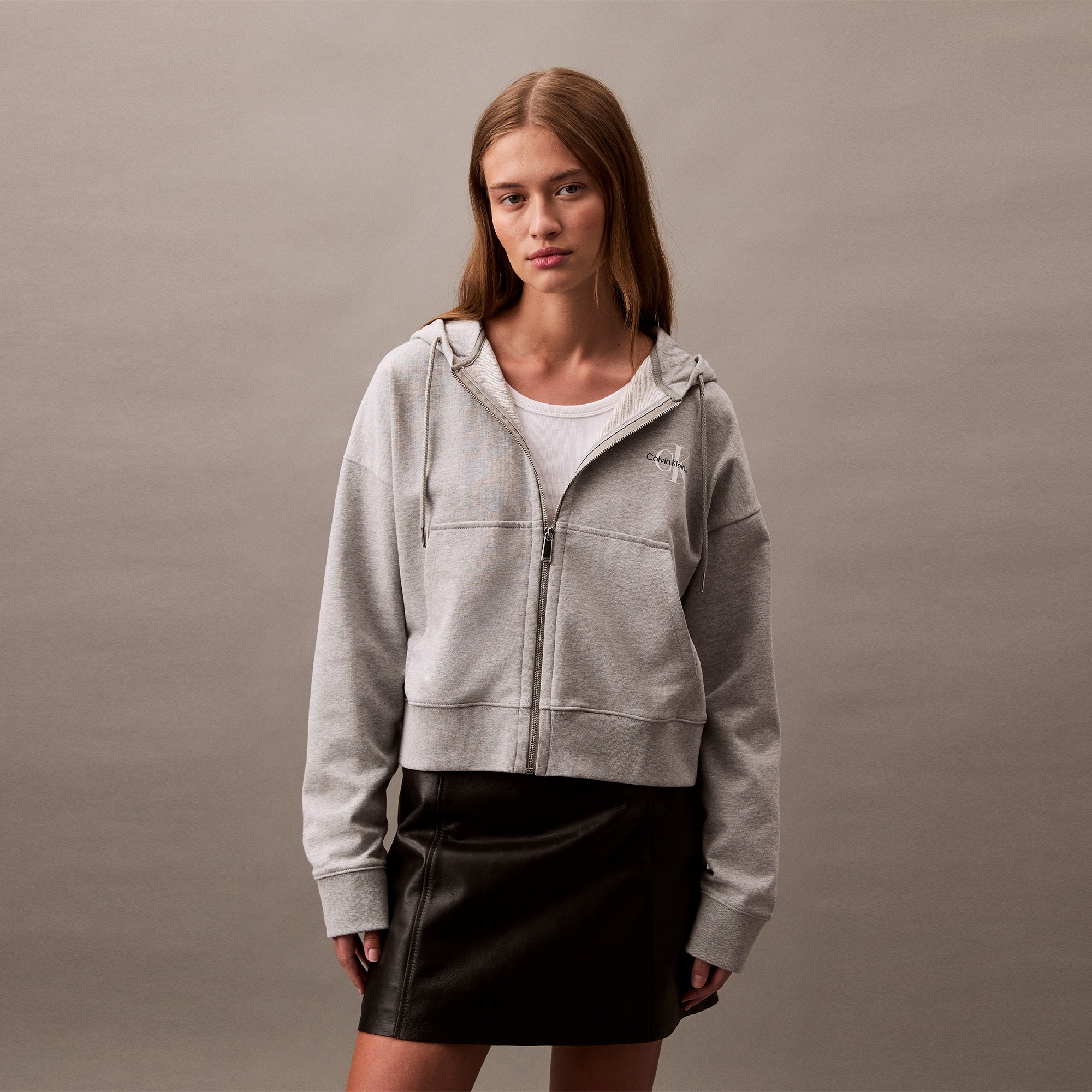 Calvin Klein Monologo Kadın Gri Sweatshirt