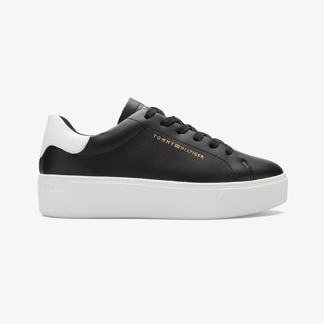  Tommy Hilfiger Platform Cupsole Patent Kadın Siyah Sneaker
