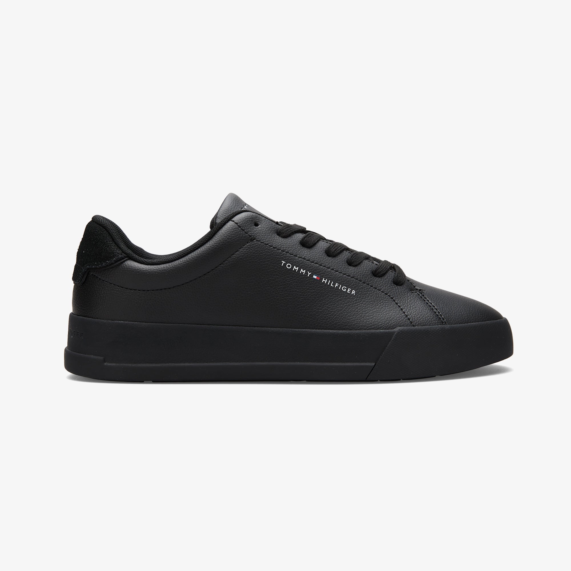Tommy Hilfiger Court Leather Detail Erkek Siyah Sneaker