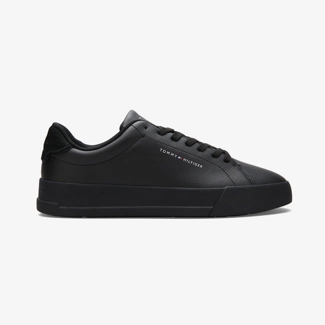  Tommy Hilfiger Court Leather Detail Erkek Siyah Sneaker