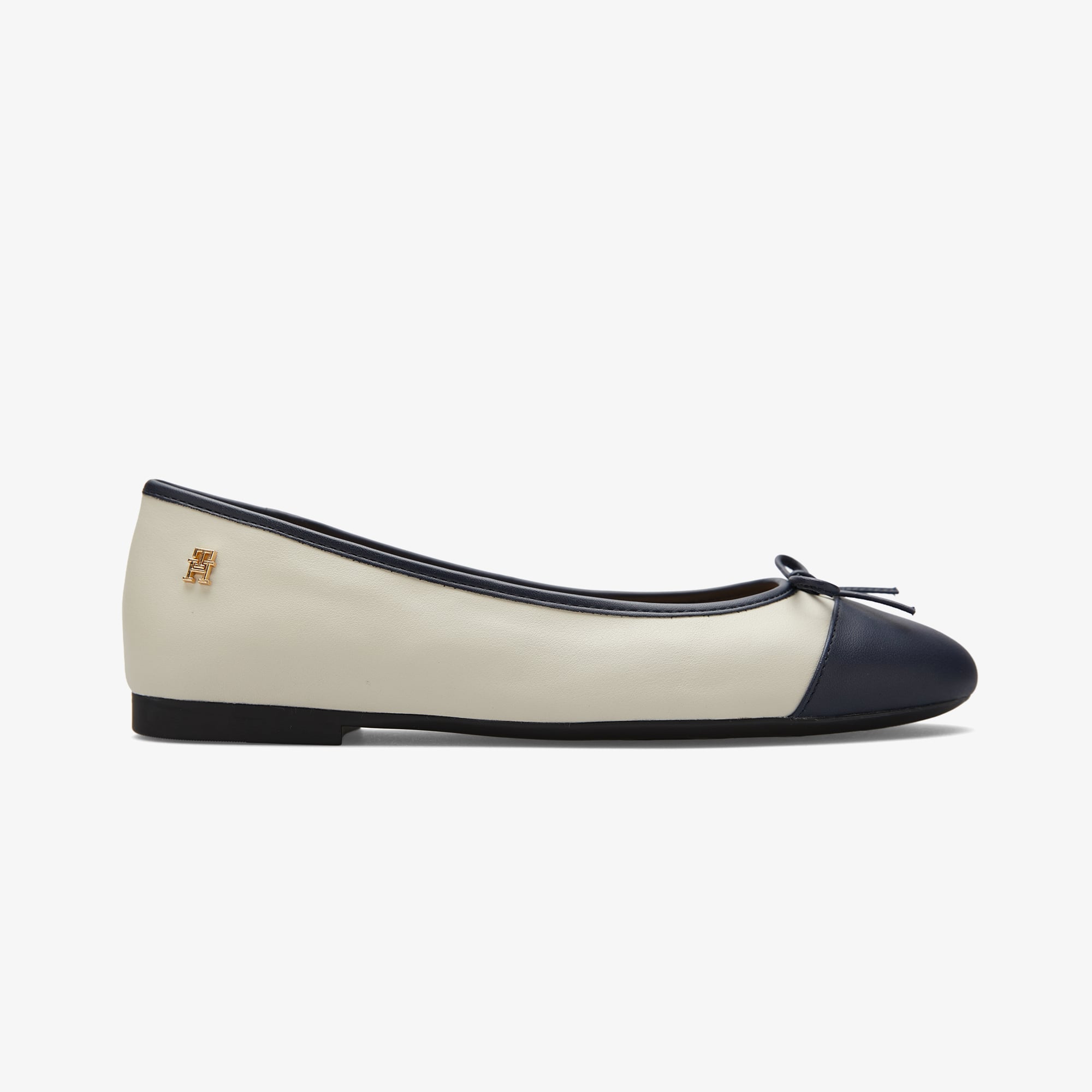  Tommy Hilfiger Toe Leather Ballerina Kadın Bej Babet