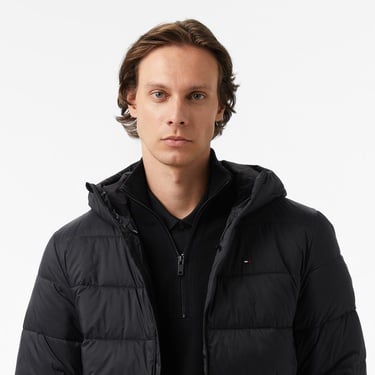  Tommy Hilfiger Mid Weight Erkek Siyah Puffer Mont