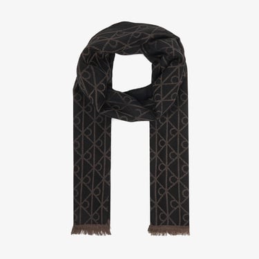  Calvin Klein Emblem Tonal Wool Erkek Gri Atkı